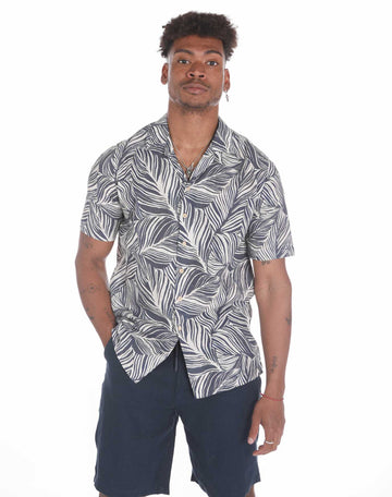 Camisa de algodón hawaiana de hoja cebra