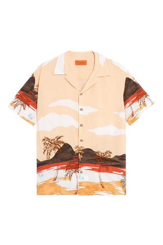 Camisa hawaiana de playa palmeras