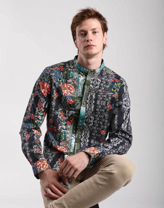 Camisa manga larga de fantasía slim fit