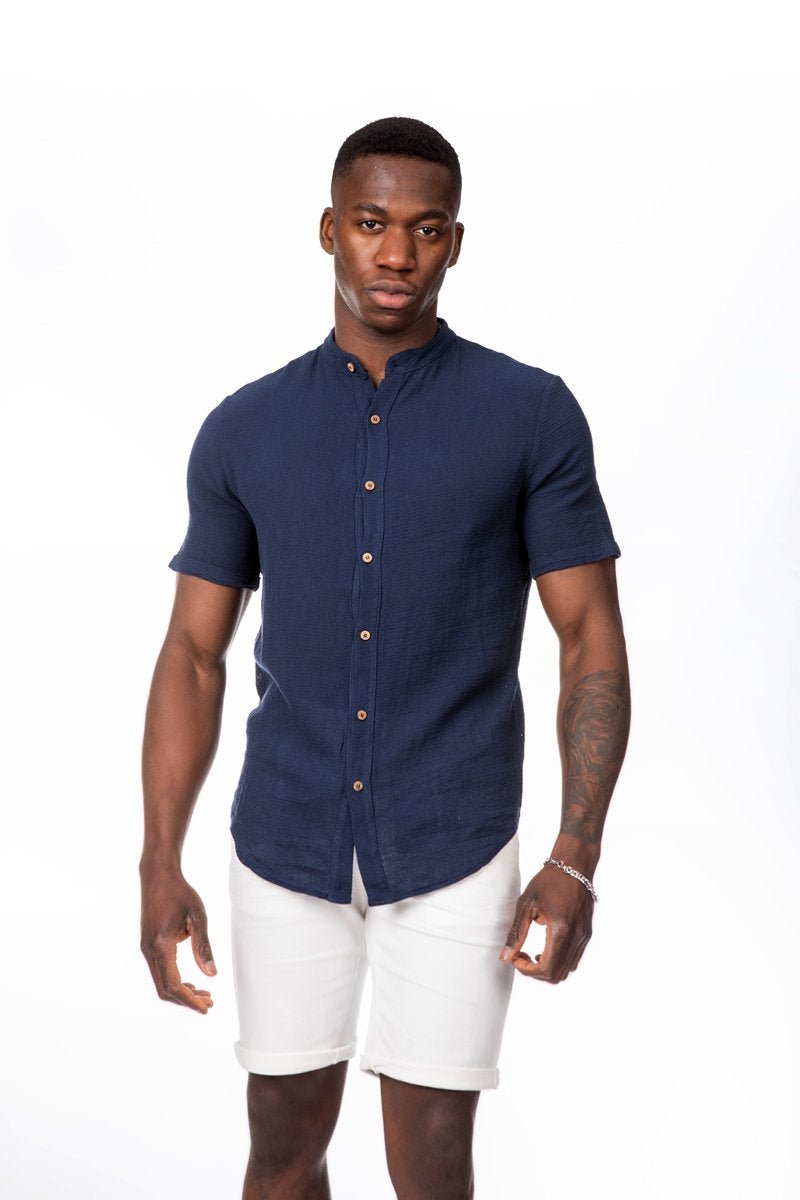 Camisa estilo lino manga corta