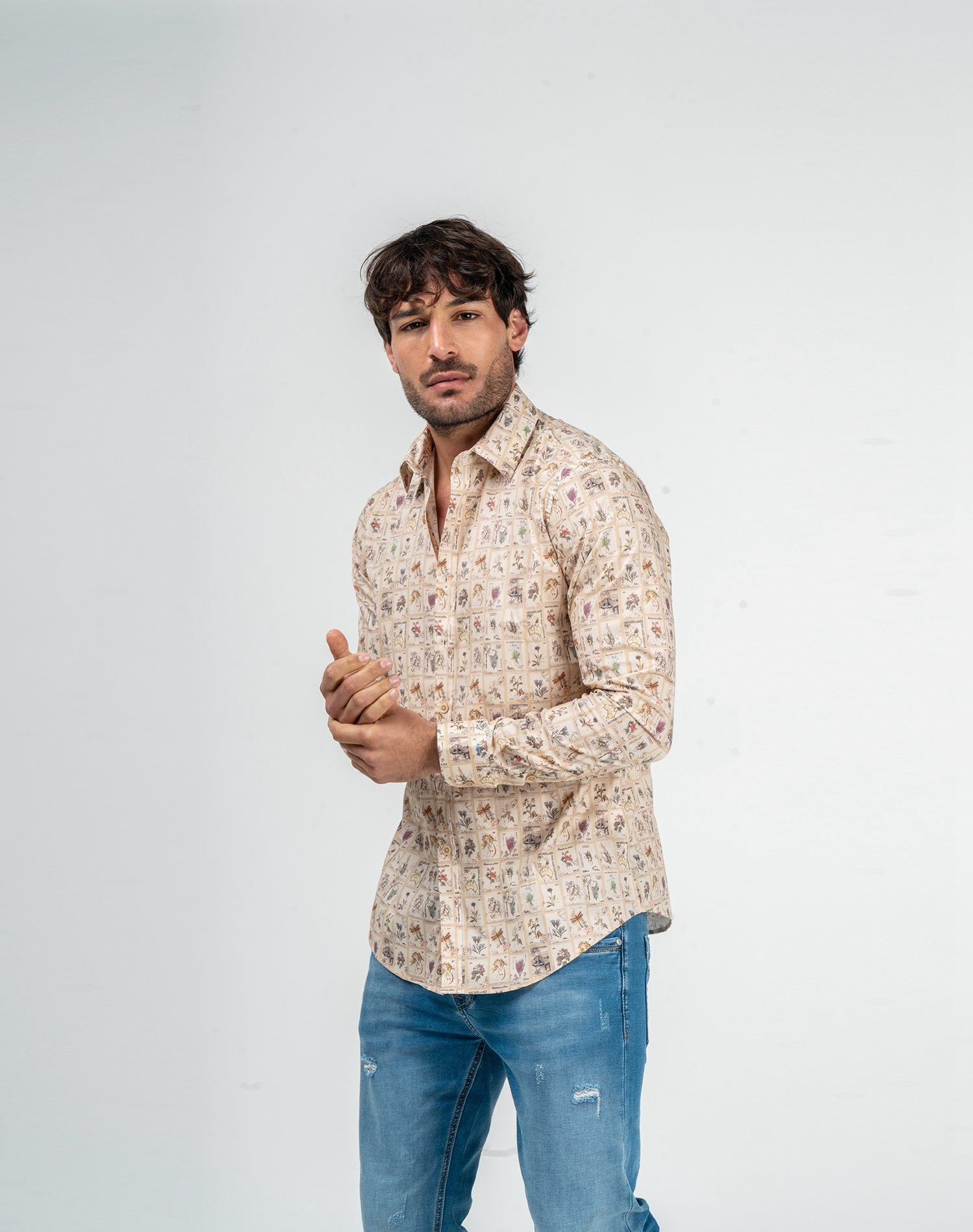 Camisas manga larga discount de flores para hombres