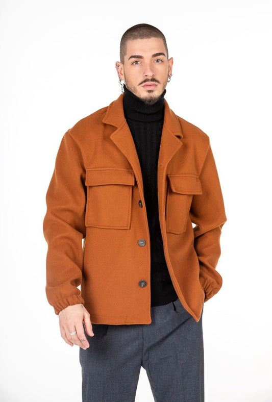 Chaqueta sobrecamisa camel de paño con gomaCamisas manga largaCamelS